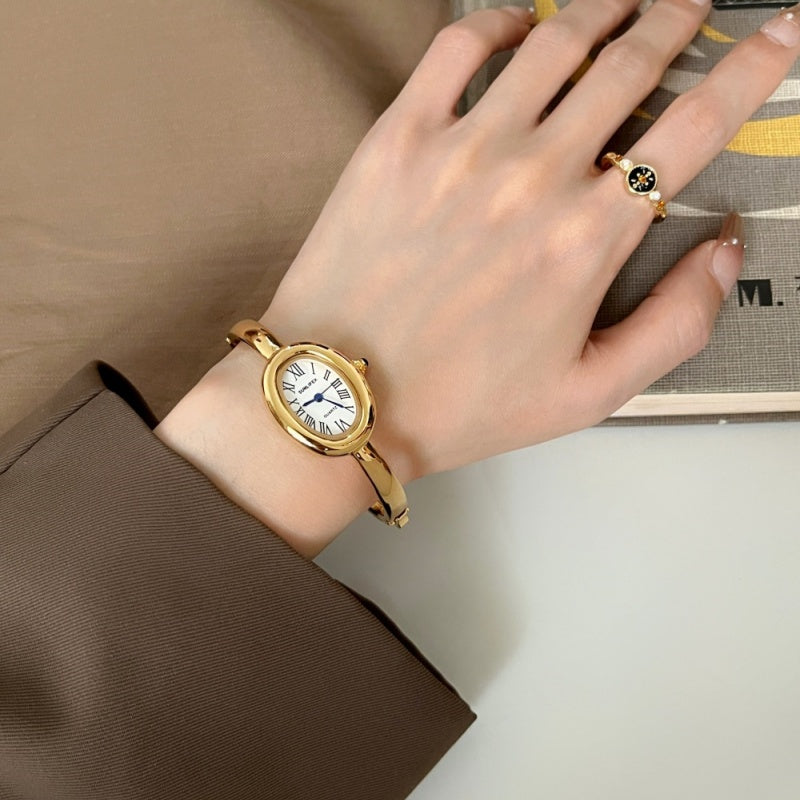 Women's Oval Roman-Numeral Bracelet Watch