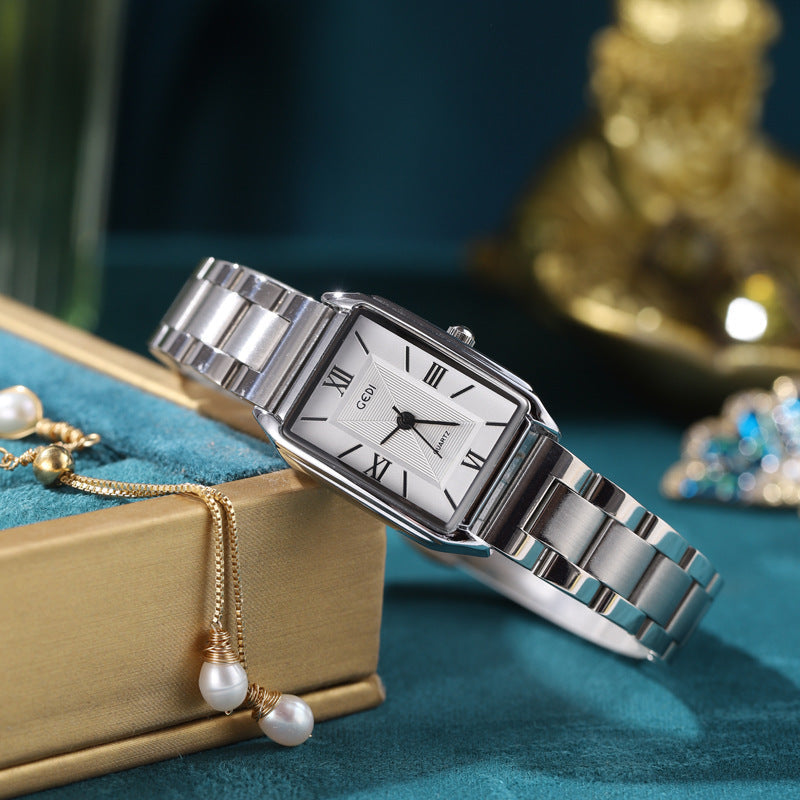 Square Women's Fashion Steel Belt Watch