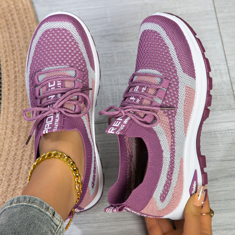 Women's Sporty Flyknit Mesh Shoes Low-cut Lightweight Casual And Versatile