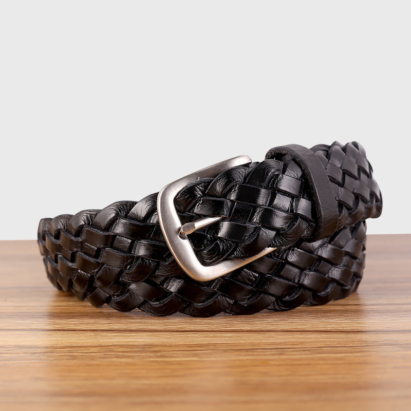 Vintage Woven Vegetable-Tanned Leather Belt