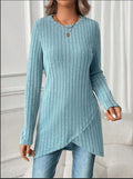New Womens European And American-style Round-neck Casual Long-sleeve Top