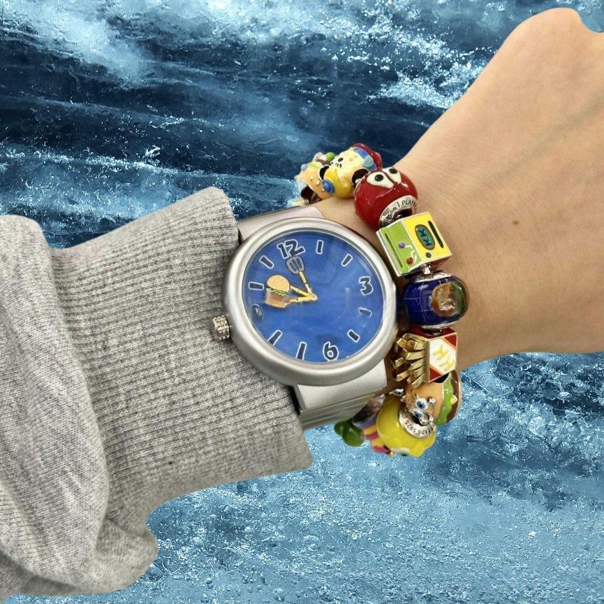 Garden Station Original Square Pants Burger Themed Waterproof Couples Watch