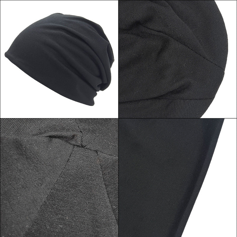 Solid-color Double-layer Pullover Beanie Thin Style