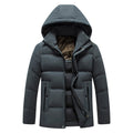 Mens Padded Cotton Coat With Fleece-Lined Detachable Hood