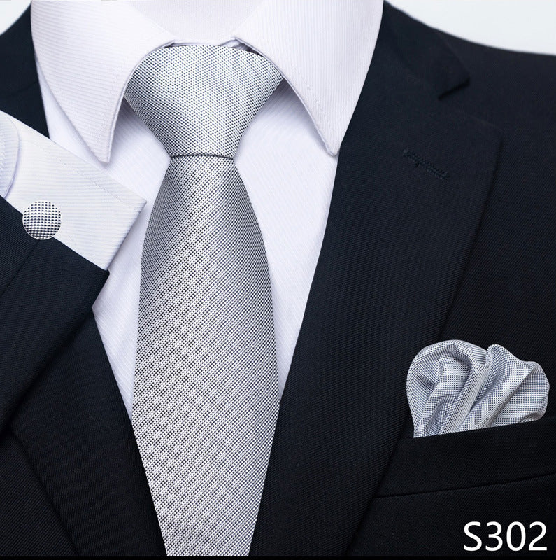 Men's Creative All-match Business Formal Wear Tie Scarf Cuff Buckle Set