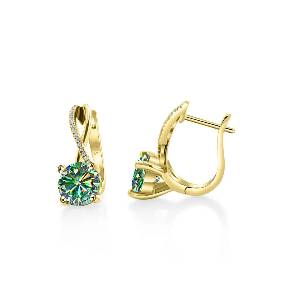 Boucles d'oreilles clips moissanite 2 carats, argent sterling 925, clous entrelacés, cadeau