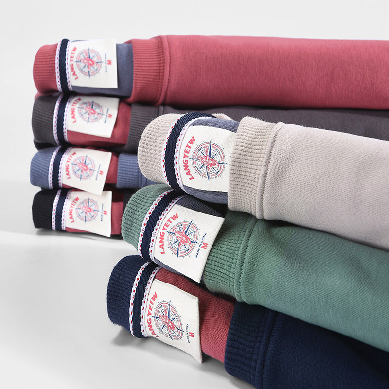 Mens Solid-color Casual Long-sleeve Hoodie