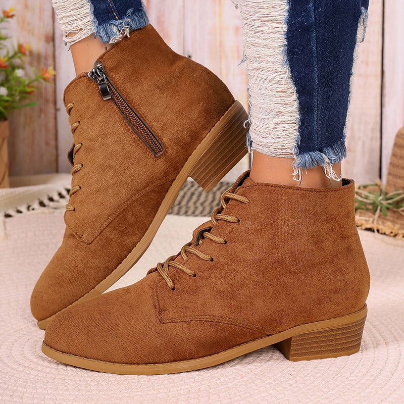Womens Suede Short Slim-Fit Boots