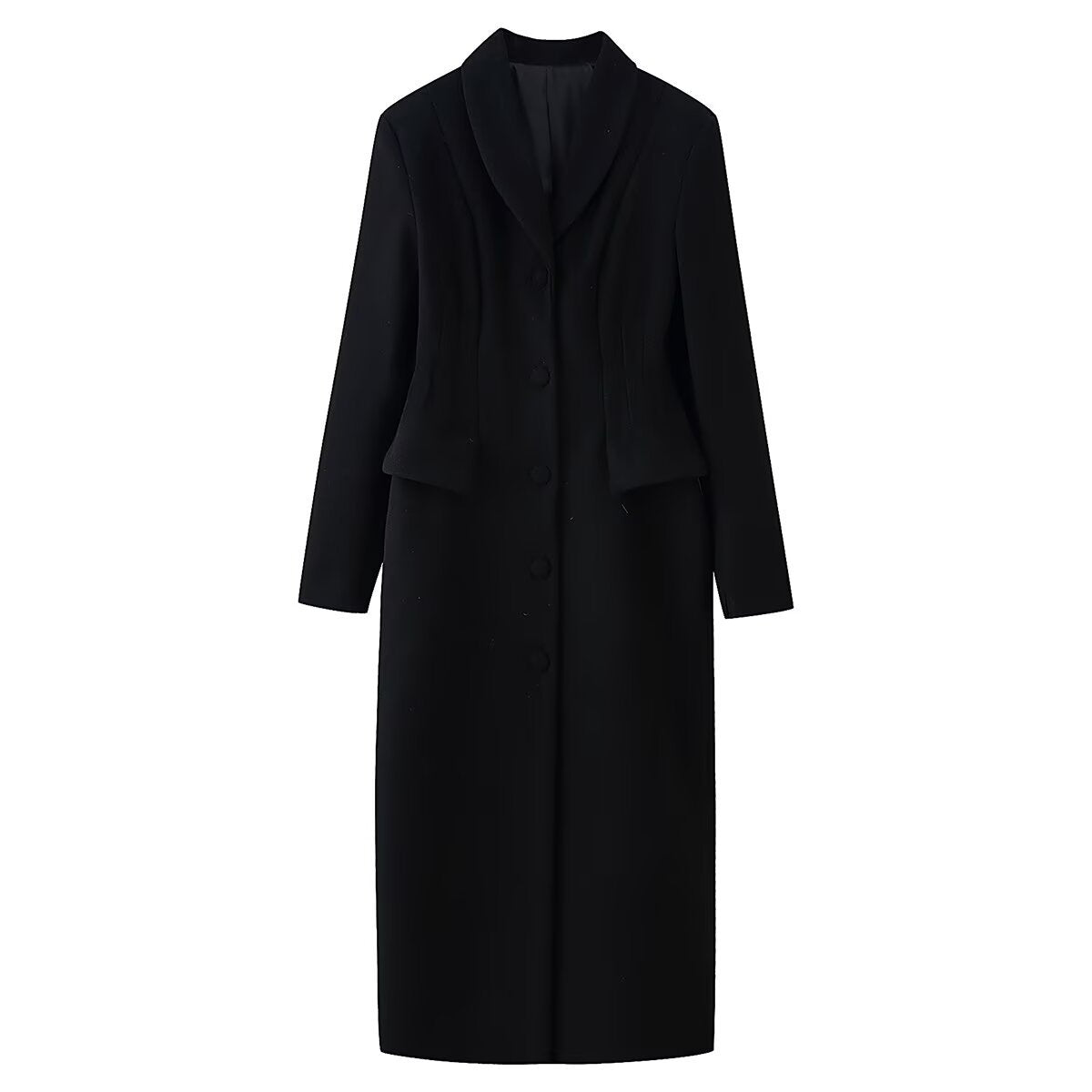Fashionable Lapel Buttoned Flap Pocket Coat