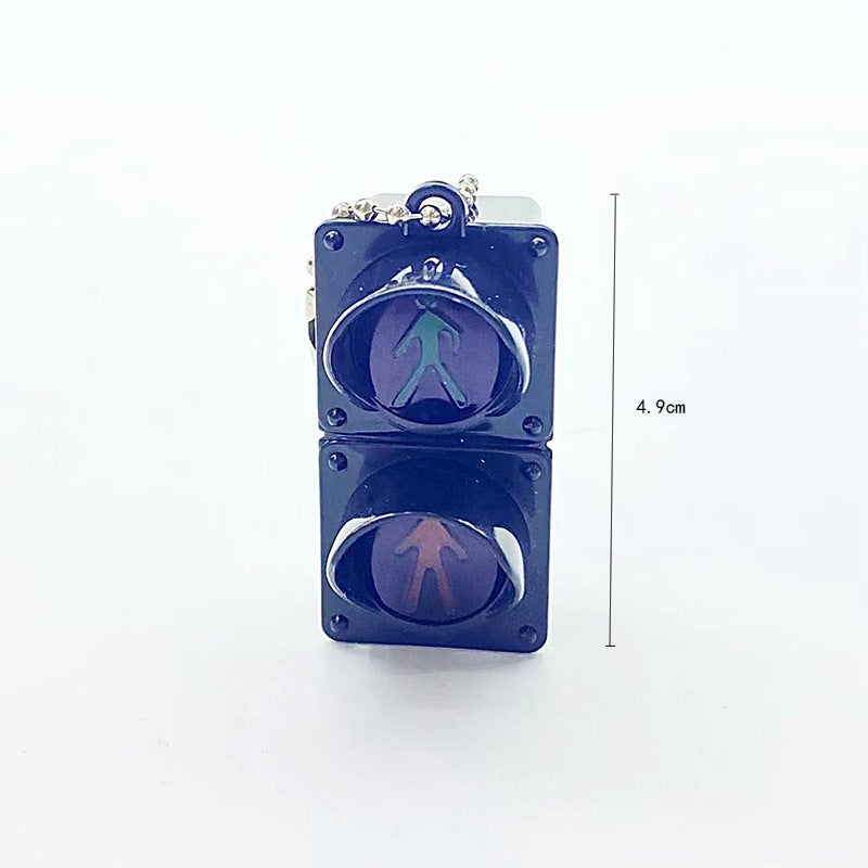 Mini Electronic Traffic Light Keychain Backpack Charm