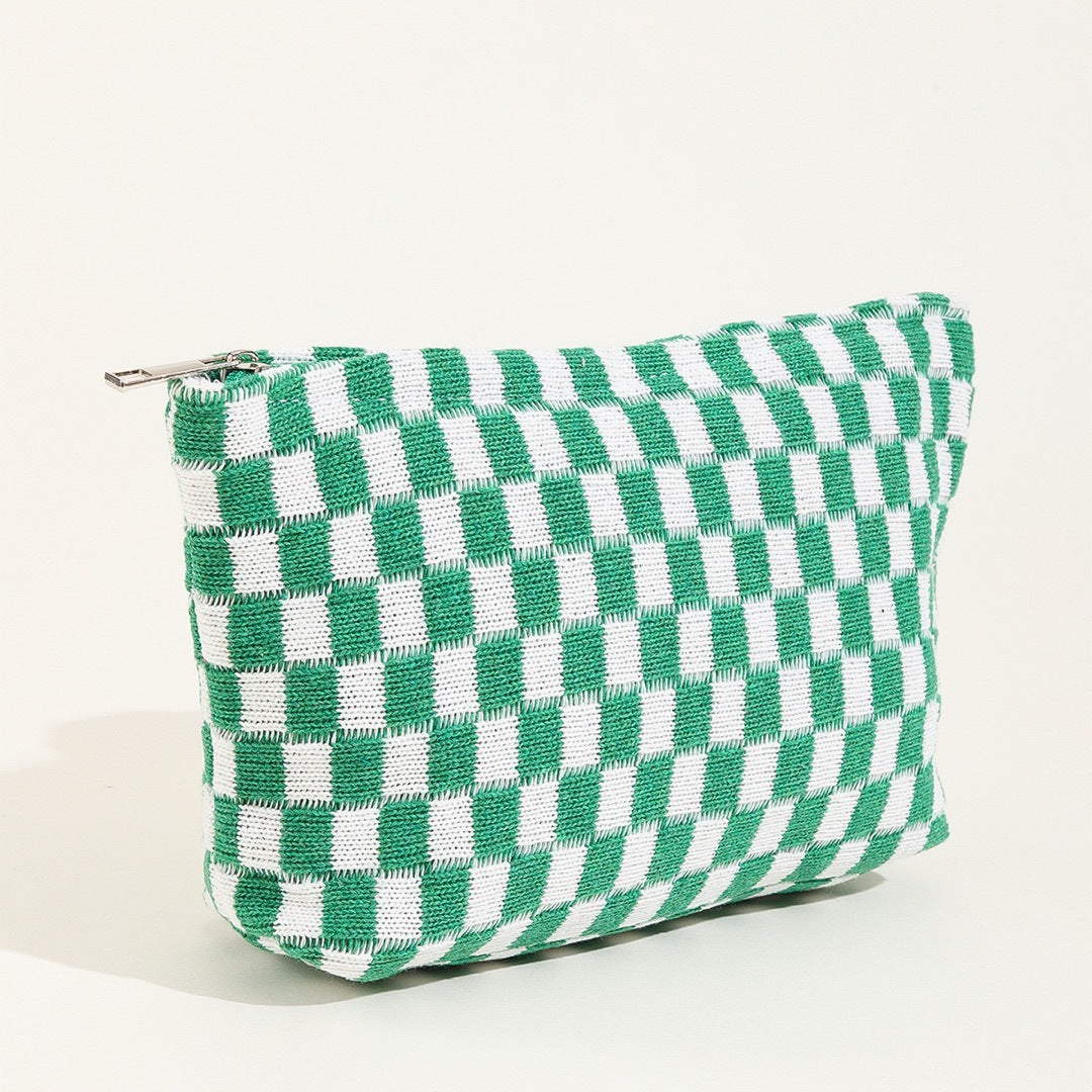 Large-capacity Yarn Checkerboard Makeup Bag