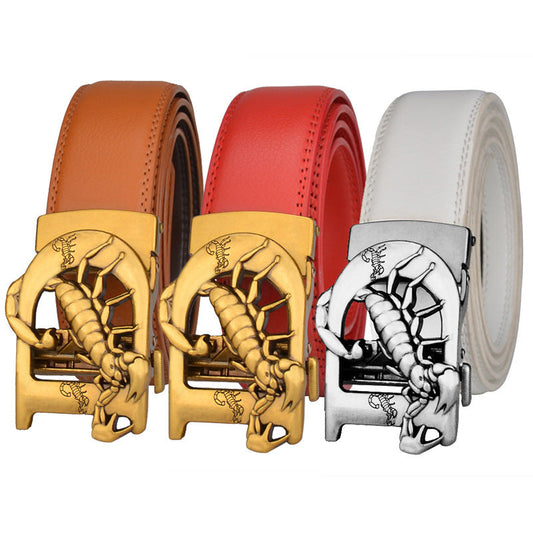 Men's Automatic Leather Bronze Belt