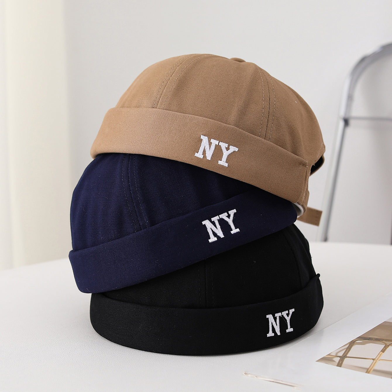 Men's Single-color Embroidered NY Letter Adjustable Trendy And Bohemian Style Landlord Hat, Suitable For Daily Casual Street Dance Outfits.