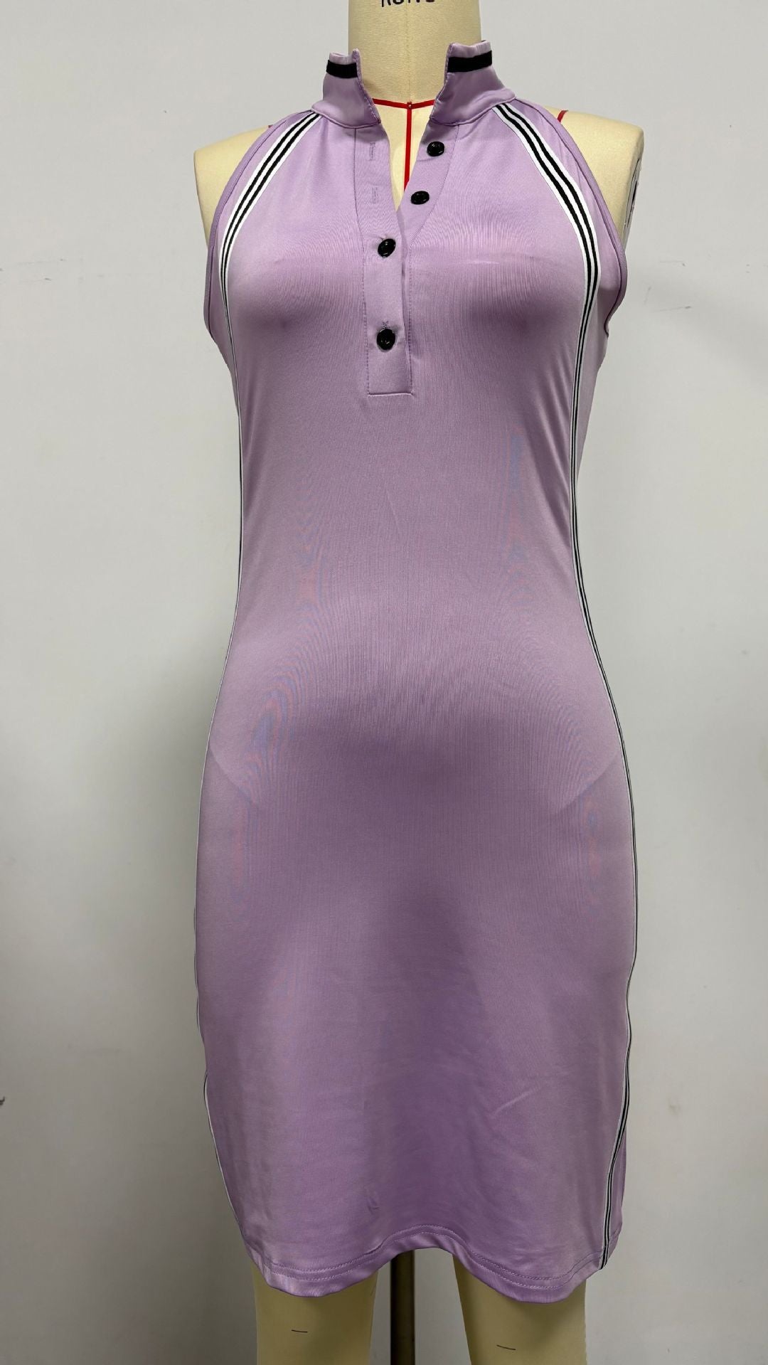 Women’s Sleeveless Button-Up Collar Shirt Dress