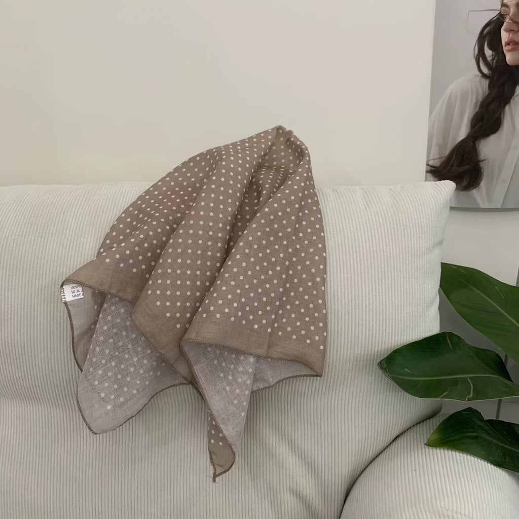 Korean-style Cashew Flower Cotton-Linen Square Scarf For Women