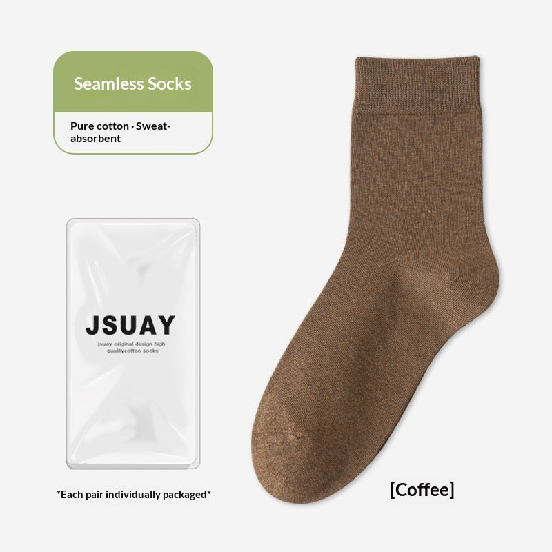 Men's Cotton Sweat-Absorbent Deodorizing And Antibacterial Mid-Calf Socks