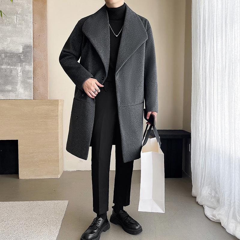 Men's Cotton-padded Mid-length Woolen Coat