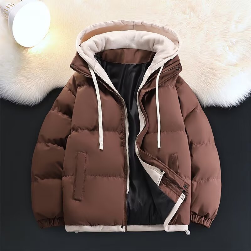 Couples Student Fake Two-Piece Puffer Jacket Cotton Coat