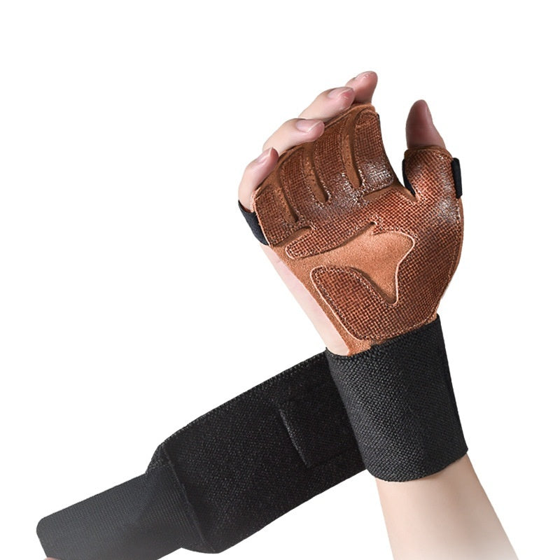 Cowhide Fitness Anti-slip Wrist Gloves