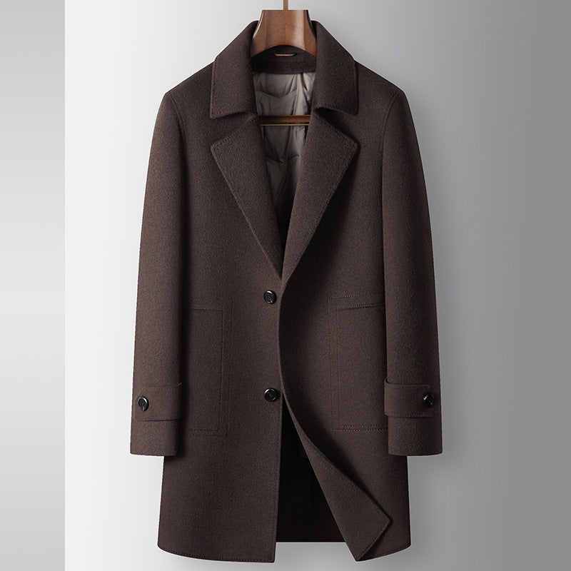 Men's Coat Autumn And Winter Mid-length Detachable White Goose Down Inner Youth High-end Business Handmade