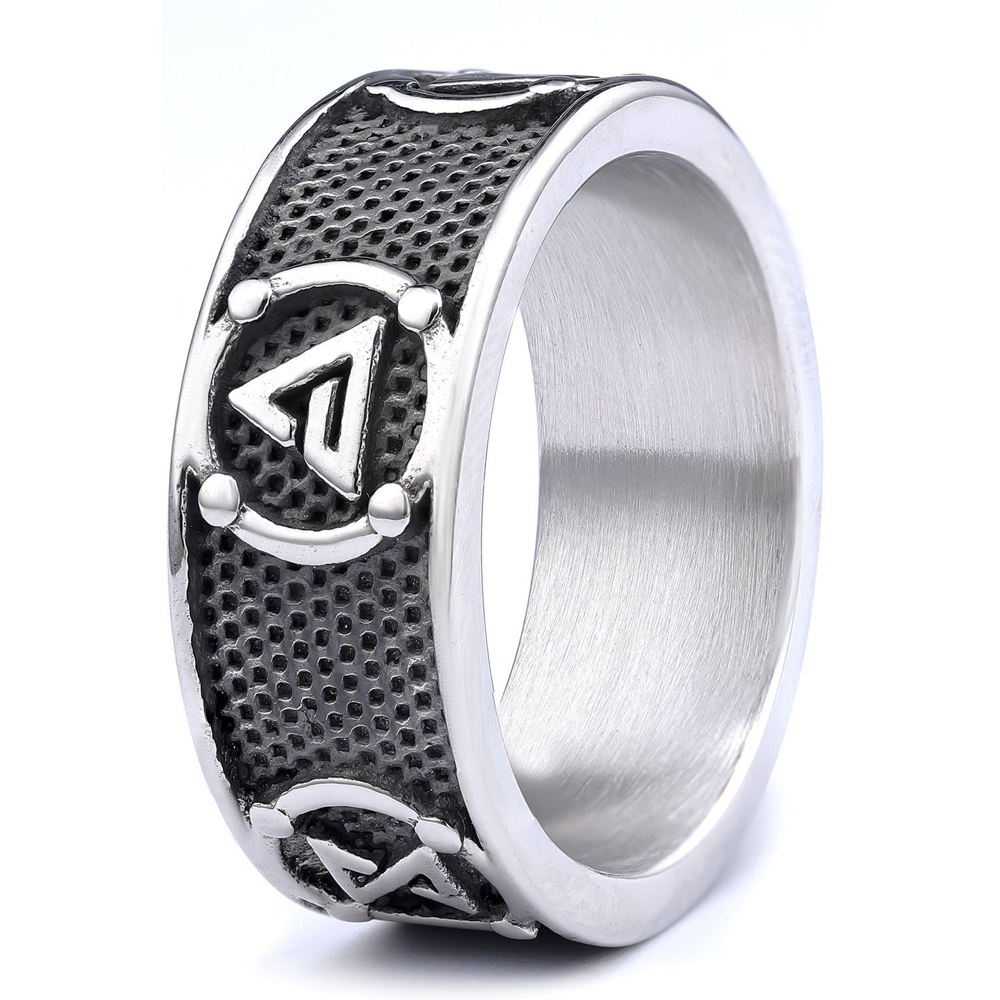 Retro-textured Personalized Stainless Steel Ring