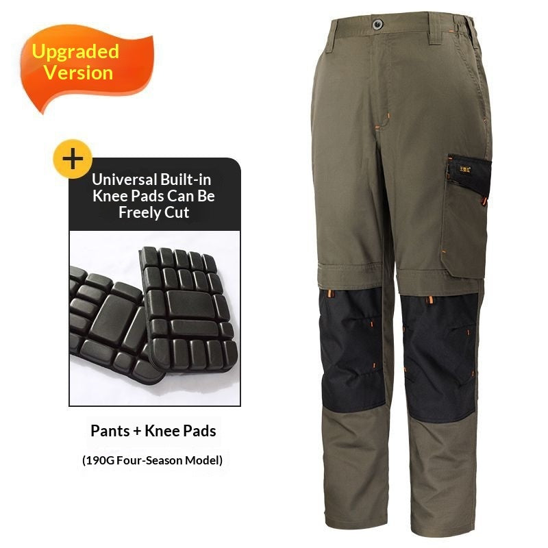 Abrasion-resistant, Multi-pocket Loose-fit Work Pants With Reflective Strips For Electricians And Mechanics