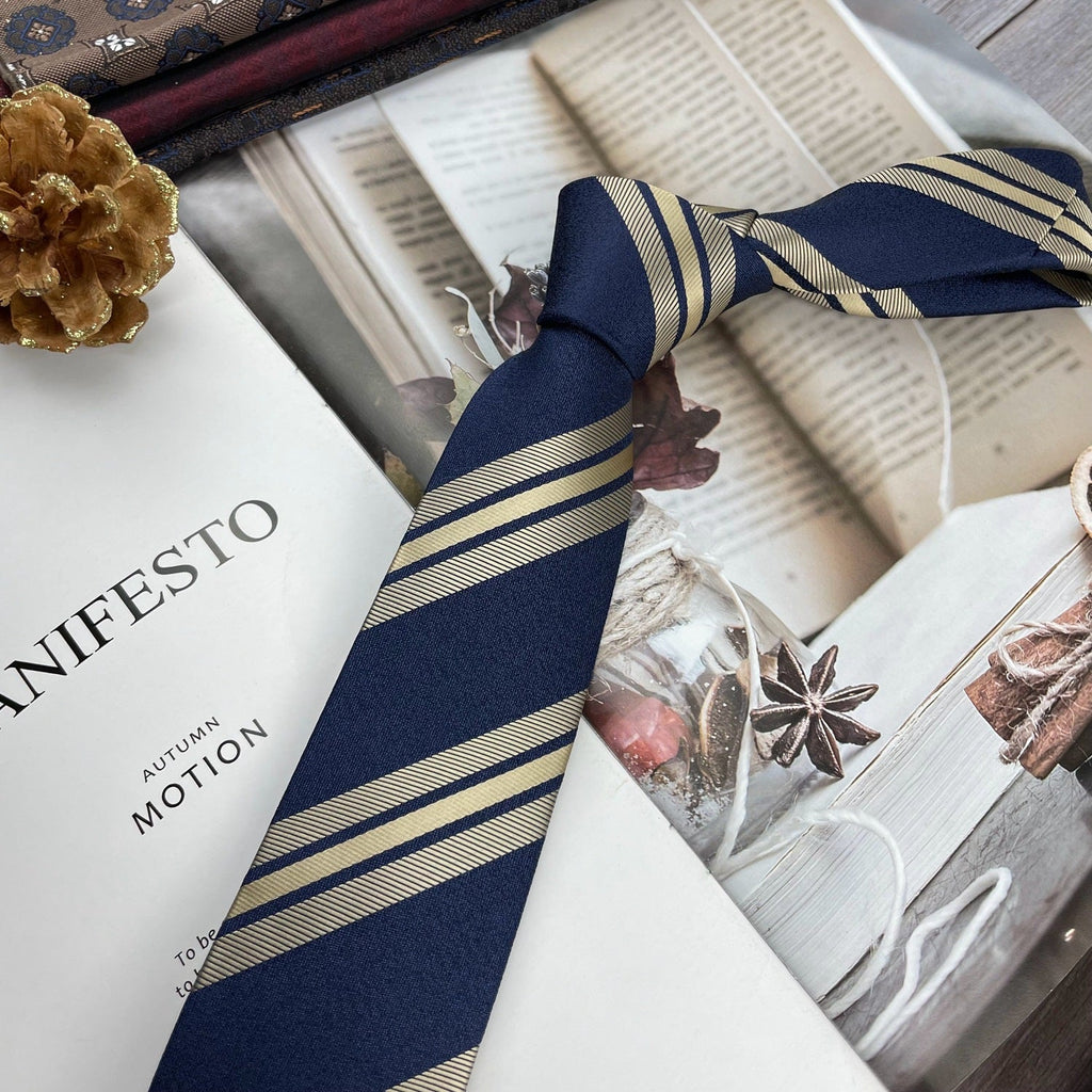 Retro Coffee Color Orange Red Striped Tie Hand Hit 8CM Men