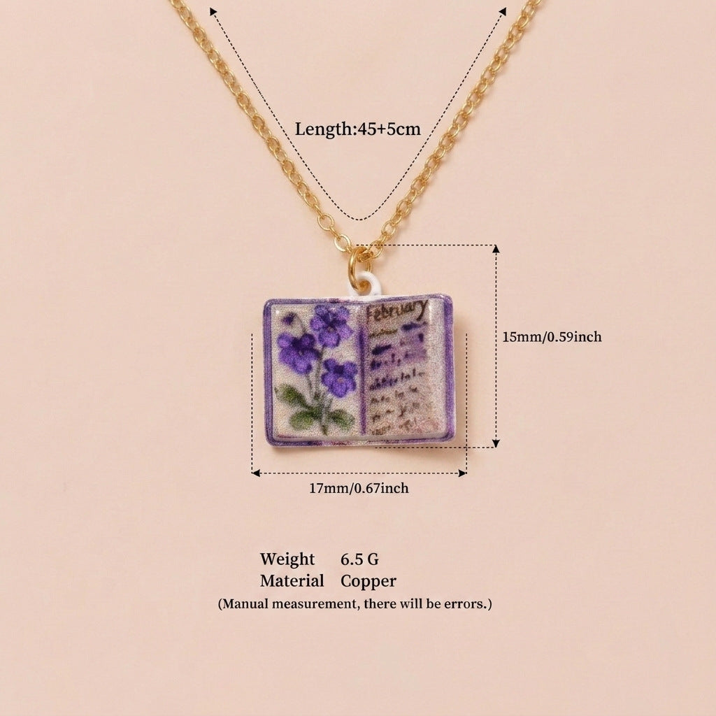 Retro Book Necklace For Women