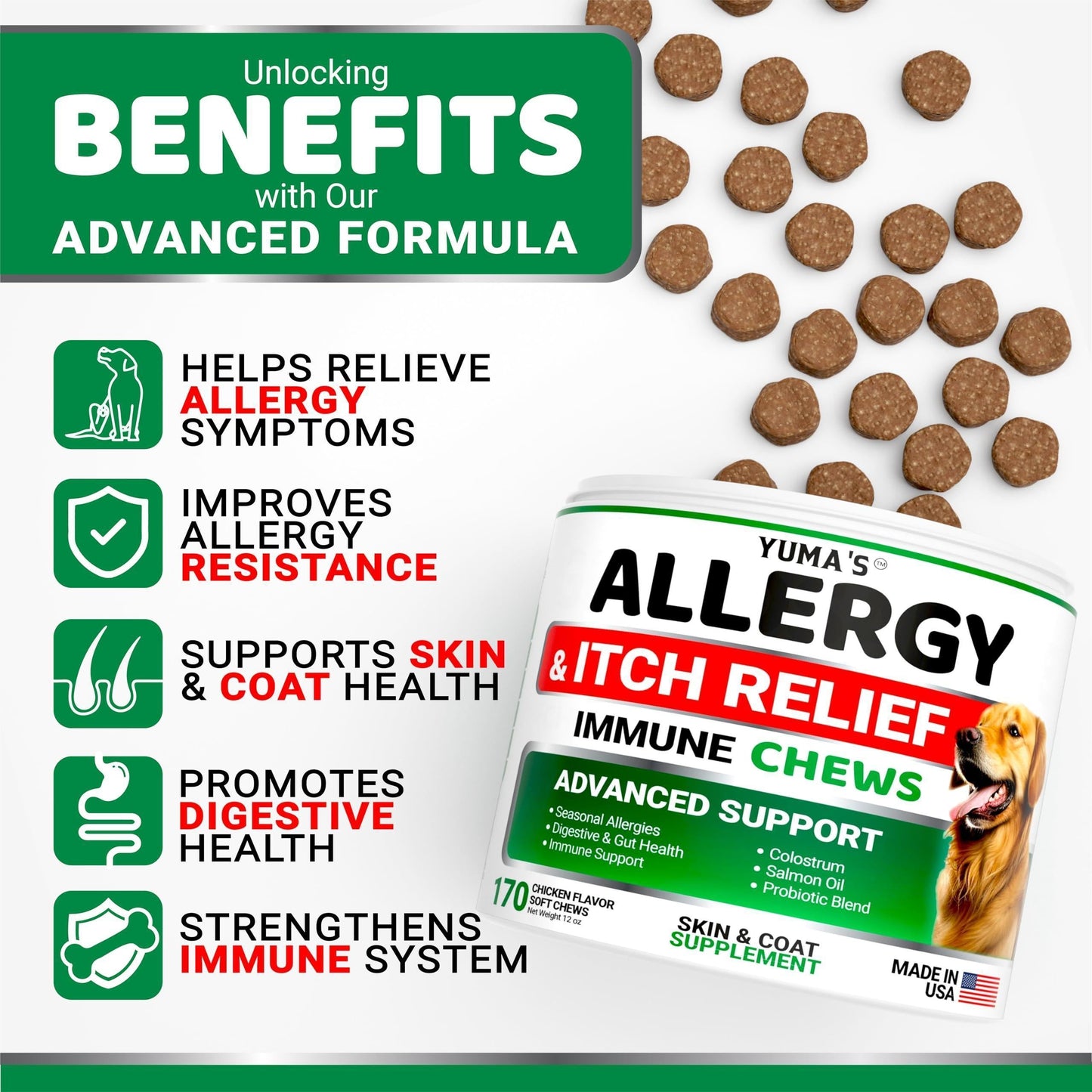 Dog Allergy Relief Chews 170 Count Itchy Skin Relief