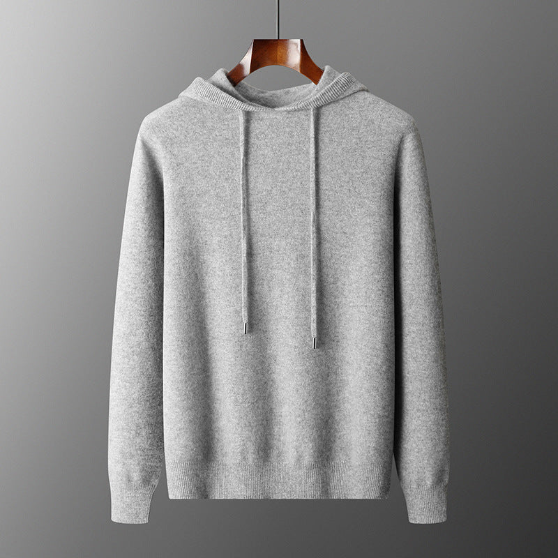 Men's Solid Color Casual Hooded Knitted Sweatshirt Long Pants Set