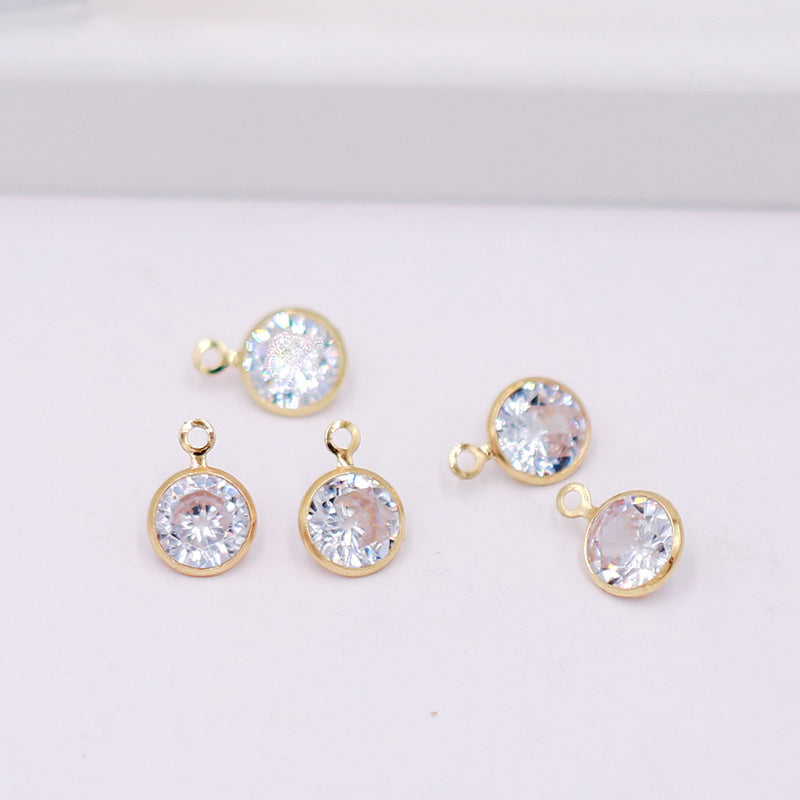 Geometric Zircon Bezel Set Pendant - Gold Plated Color Retention Charm for DIY Earring Jewelry Making Accessories