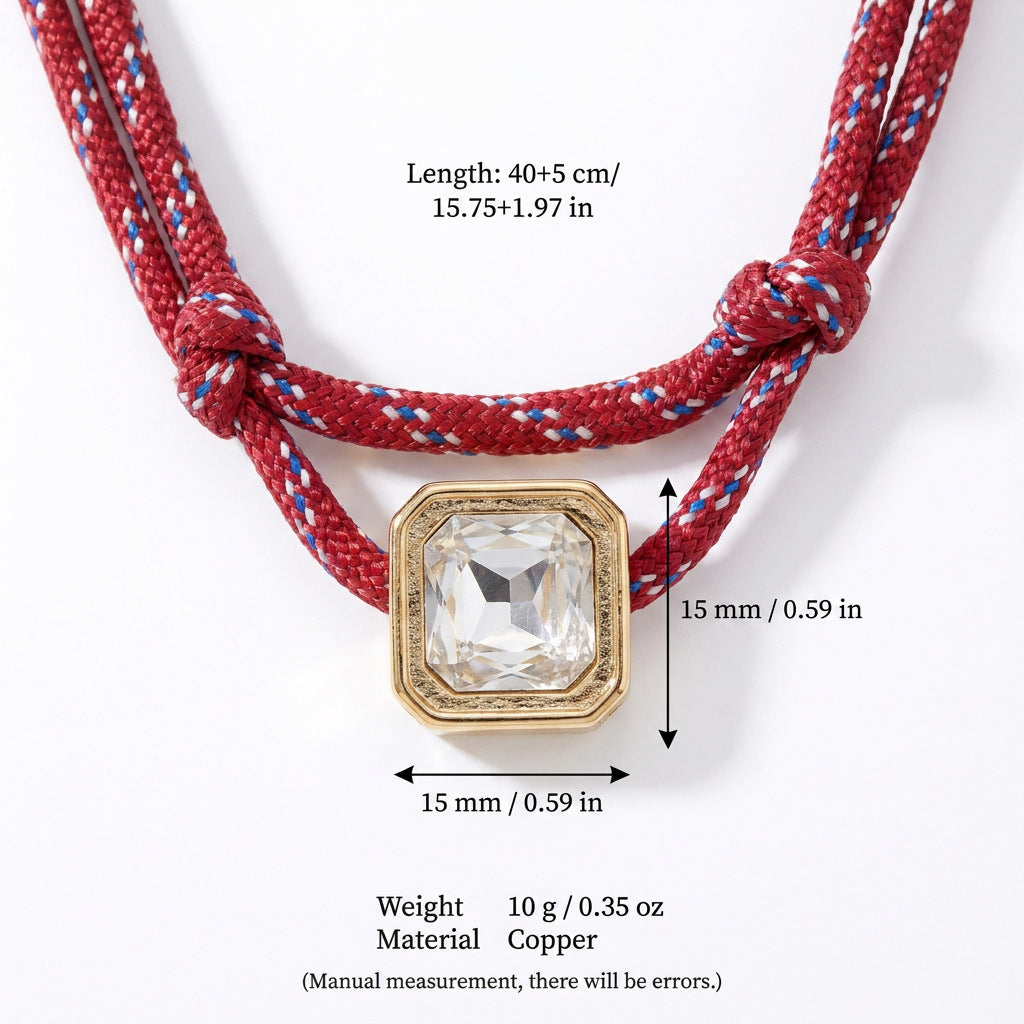 Double-rope Knotted Necklace Layered With A Band