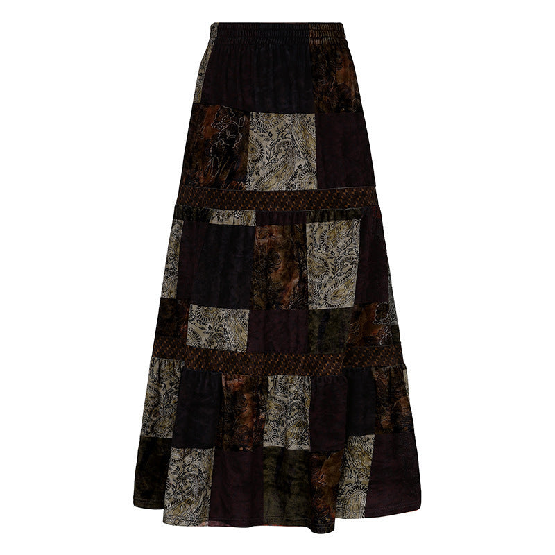 Loose-fit Velvet Maxi Skirt That Flatters The