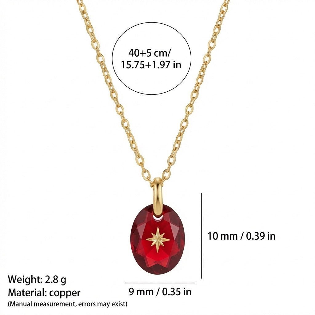 Vintage-style Natural Stone Twelve Zodiac Birthstone Star Pendant Titanium Steel Necklace