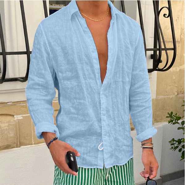 Solid-color Casual Everyday Long-sleeve Lapel Springsummer Clothing