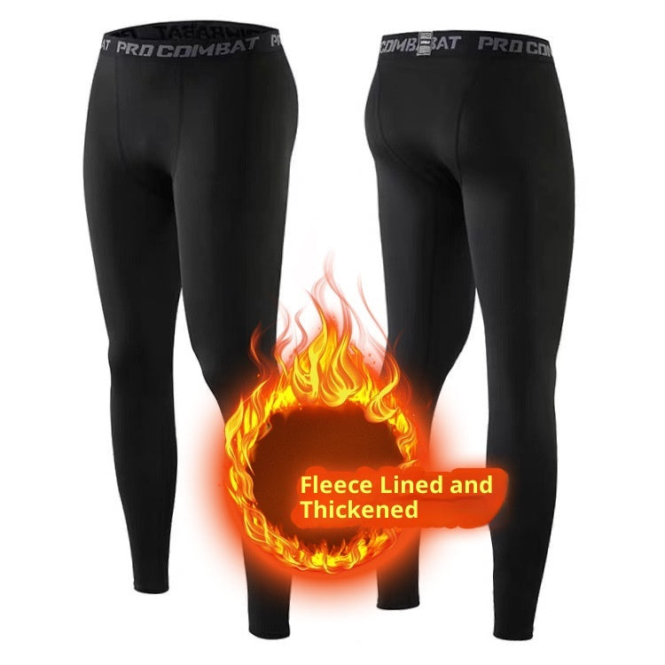 Autumn And Winter Fleece-lined Sports Tights Men