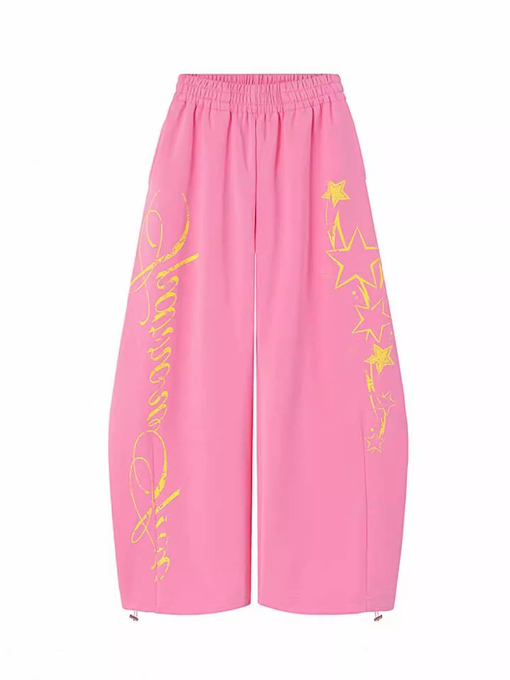 Retro Print Letter Drawstring Casual Pants For Women