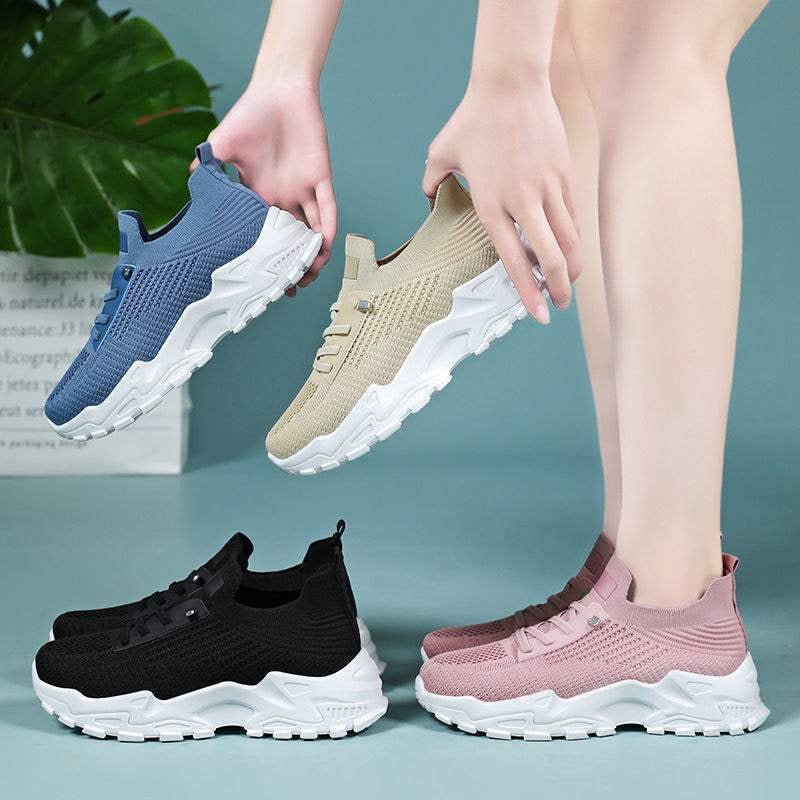 Women's Summer Flying Woven Lace Up Running Shoes