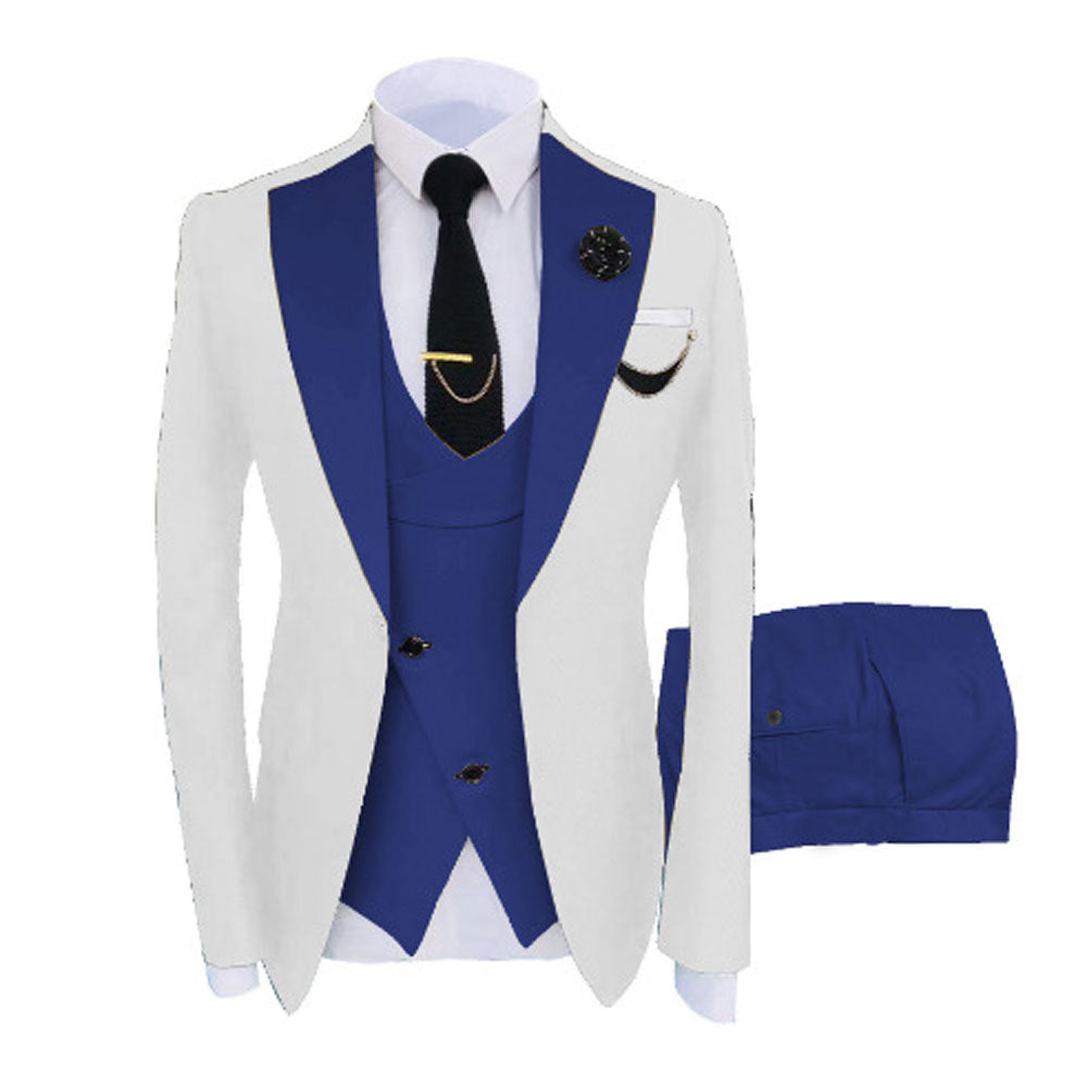 Mens Three-piece Mixed-color Suit