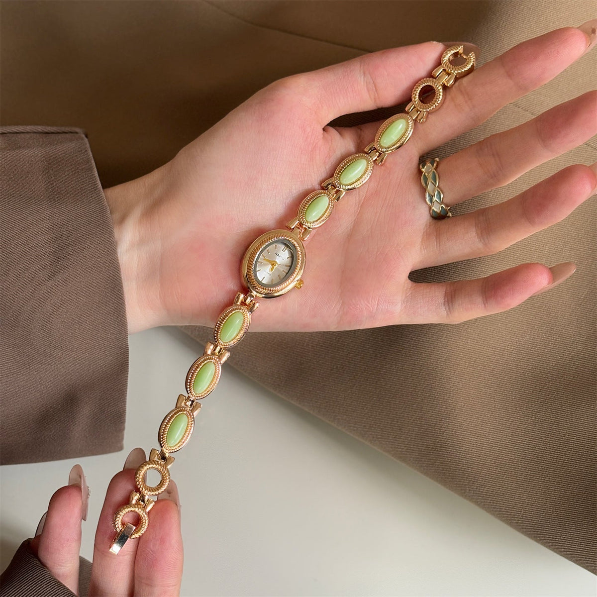 Women's Agate Bead Bracelet Watch
