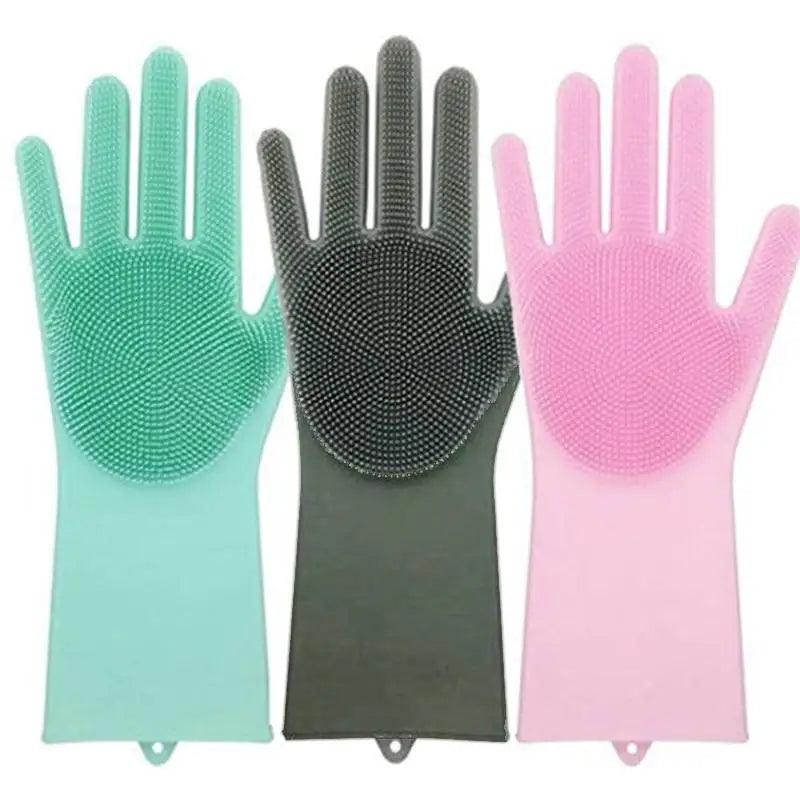 2 STÜCK Reinigungs-Schwammhandschuhe Multifunktionale Silikon-Reinigungs-Magiehandschuhe Spülhandschuhe für die Küche zu Hause Teller waschen Wiederverwendbare Reinigungshandschuhe für die Hausarbeit