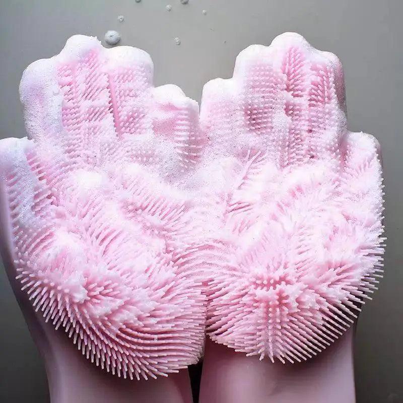 2 STÜCK Reinigungs-Schwammhandschuhe Multifunktionale Silikon-Reinigungs-Magiehandschuhe Spülhandschuhe für die Küche zu Hause Teller waschen Wiederverwendbare Reinigungshandschuhe für die Hausarbeit