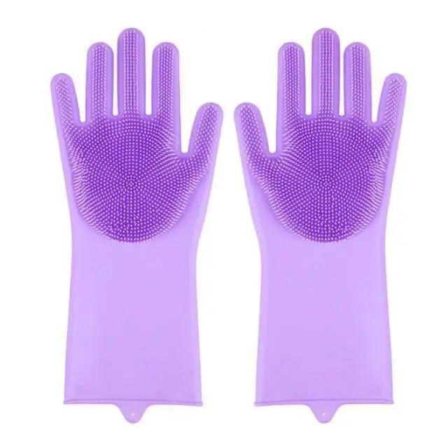 2 STÜCK Reinigungs-Schwammhandschuhe Multifunktionale Silikon-Reinigungs-Magiehandschuhe Spülhandschuhe für die Küche zu Hause Teller waschen Wiederverwendbare Reinigungshandschuhe für die Hausarbeit