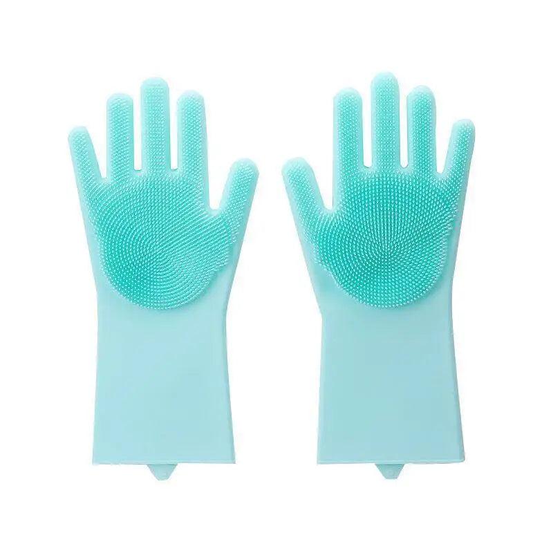 2 STÜCK Reinigungs-Schwammhandschuhe Multifunktionale Silikon-Reinigungs-Magiehandschuhe Spülhandschuhe für die Küche zu Hause Teller waschen Wiederverwendbare Reinigungshandschuhe für die Hausarbeit