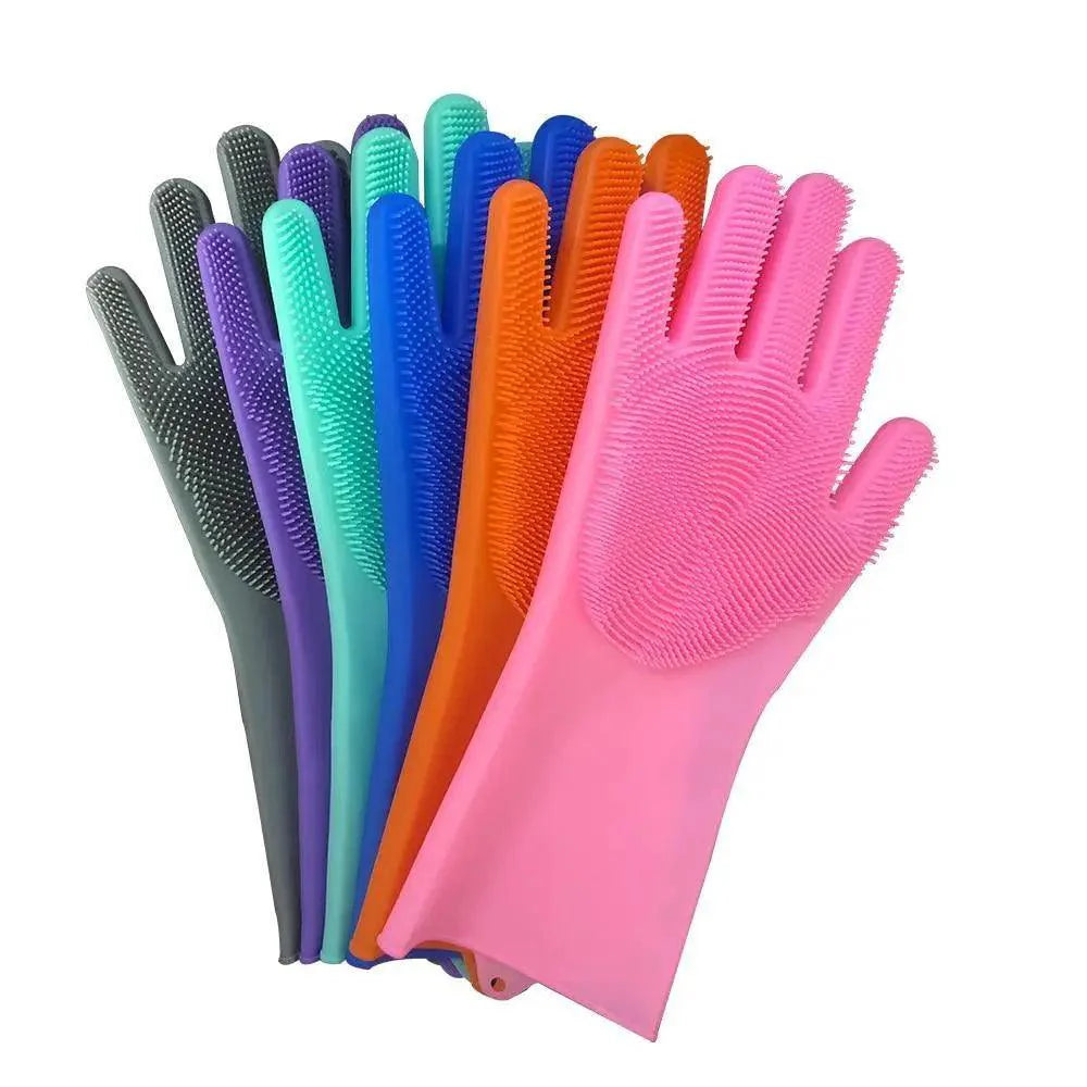 2 STÜCK Reinigungs-Schwammhandschuhe Multifunktionale Silikon-Reinigungs-Magiehandschuhe Spülhandschuhe für die Küche zu Hause Teller waschen Wiederverwendbare Reinigungshandschuhe für die Hausarbeit