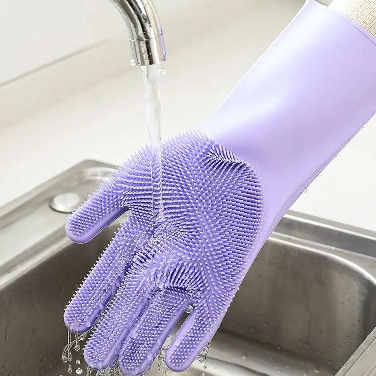 2 STÜCK Reinigungs-Schwammhandschuhe Multifunktionale Silikon-Reinigungs-Magiehandschuhe Spülhandschuhe für die Küche zu Hause Teller waschen Wiederverwendbare Reinigungshandschuhe für die Hausarbeit