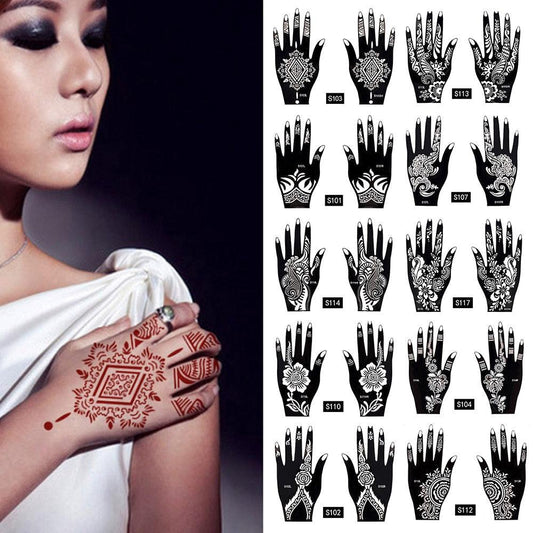 2Pcs/Set Temporary Womens Tattoo 25 Luxury Designs Body Art Waterproof Tattoo For Hands Wedding Party