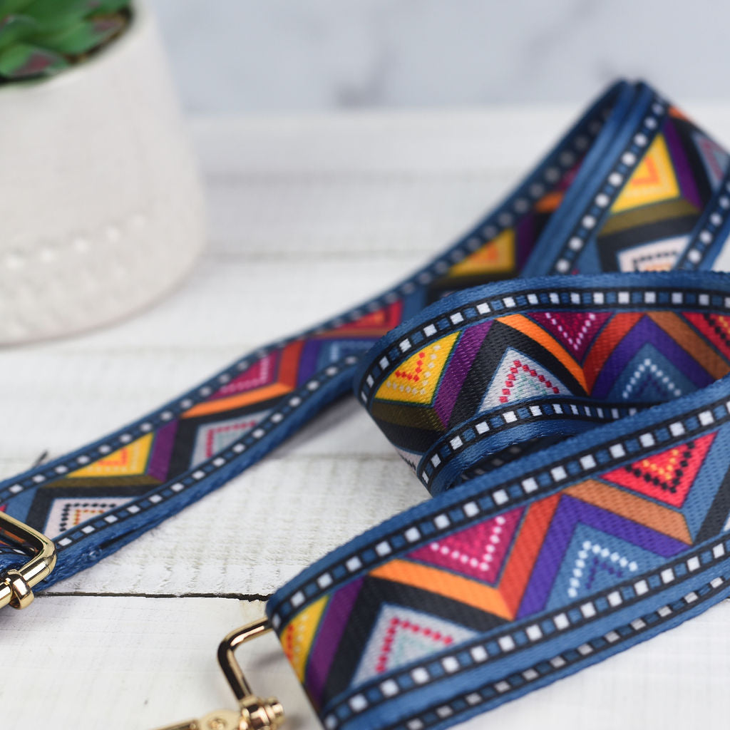 Sangle de sac réglable en nylon 1,5 pouce avec quincaillerie dorée - Aztec