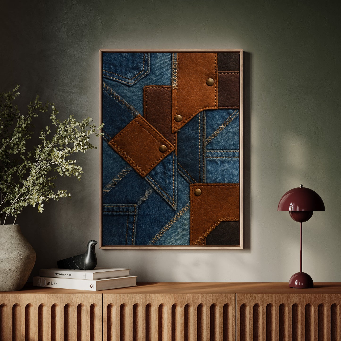 Western Patchwork Denim and Leather Print