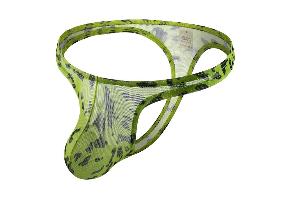 Men's Underwear Sexy Leopard Mesh T-back Low Waist Sexy Underwear